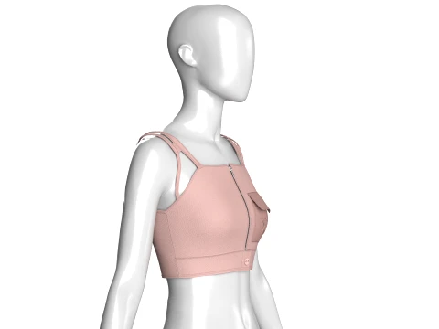 Girls Front-Zip Crop Top With Pocket 3D Model