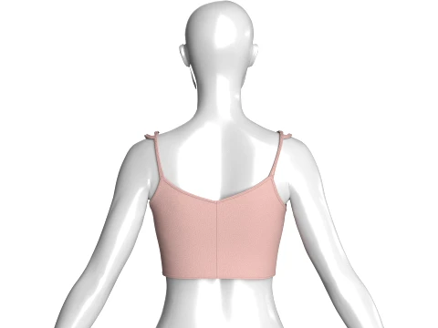 Girls Front-Zip Crop Top With Pocket 3D Model