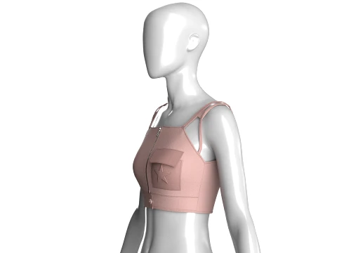 Girls Front-Zip Crop Top With Pocket 3D Model