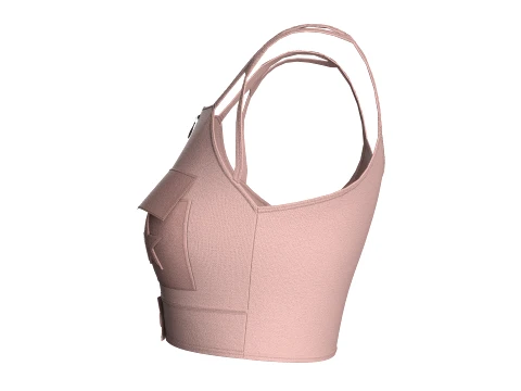 Girls Front-Zip Crop Top With Pocket 3D Model