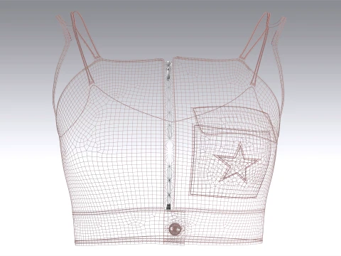 Girls Front-Zip Crop Top With Pocket 3D Model