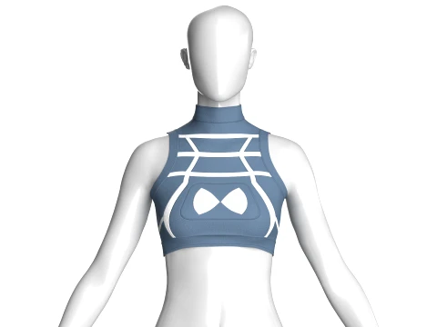 Girls High Neck White Line Crop Top 3D Model