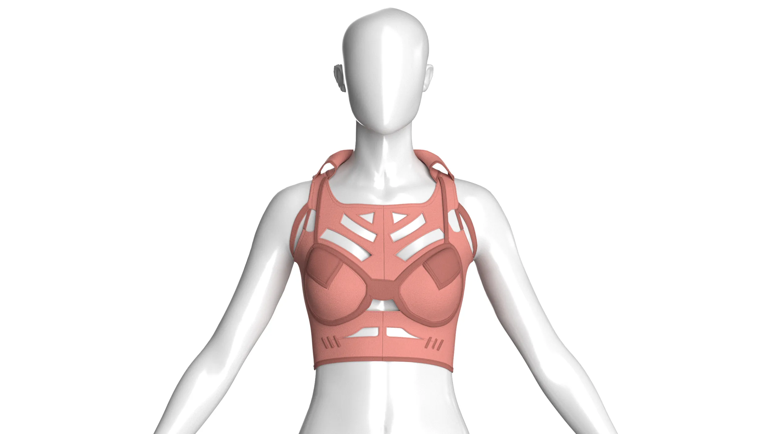 Girls Crop Top With Caged Hem 3D Model .c4d .max .obj .3ds .fbx .stl .blend