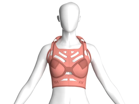 Girls Crop Top With Caged Hem 3D Model