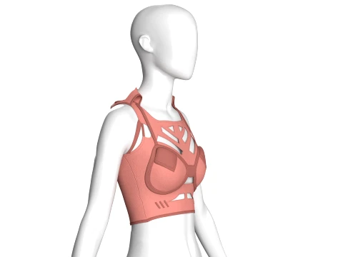 Girls Crop Top With Caged Hem 3D Model