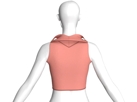 Girls Crop Top With Caged Hem 3D Model