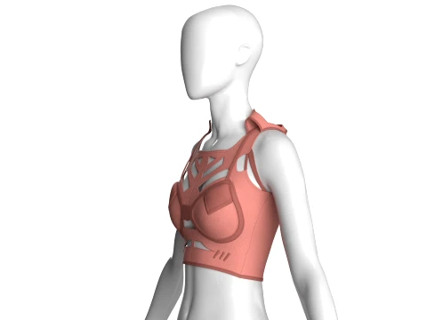 Girls Crop Top With Caged Hem 3D Model