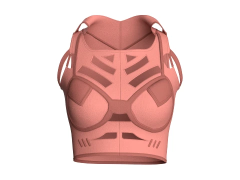 Girls Crop Top With Caged Hem 3D Model