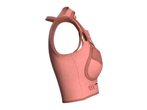 Girls Crop Top With Caged Hem 3D Model