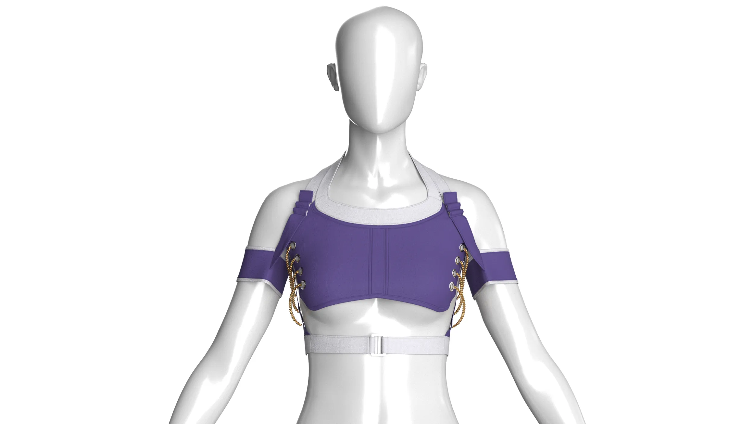 Girls Crop Top With Gold Chains 3D Model .c4d .max .obj .3ds .fbx .stl .blend