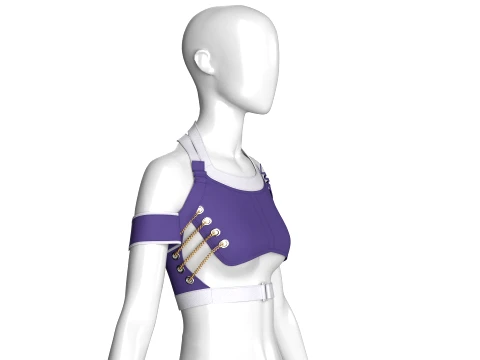 Girls Crop Top With Gold Chains 3D Model