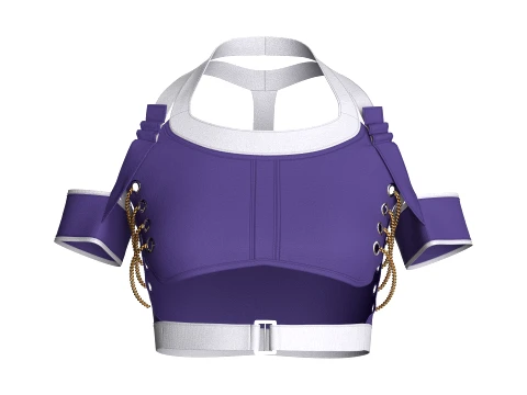 Girls Crop Top With Gold Chains 3D Model