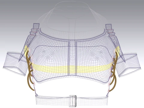 Girls Crop Top With Gold Chains 3D Model