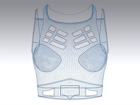 Girls Mesh Cut Out Crop Top 3D Model