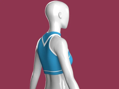 Girls White Piped Crop Top 3D Model