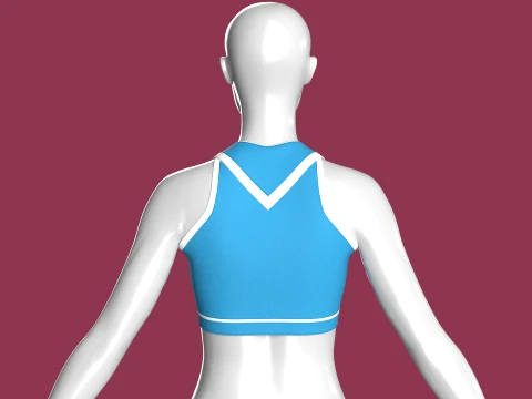 Girls White Piped Crop Top 3D Model