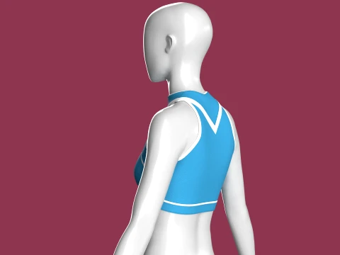 Girls White Piped Crop Top 3D Model