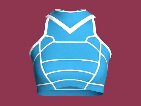 Girls White Piped Crop Top 3D Model