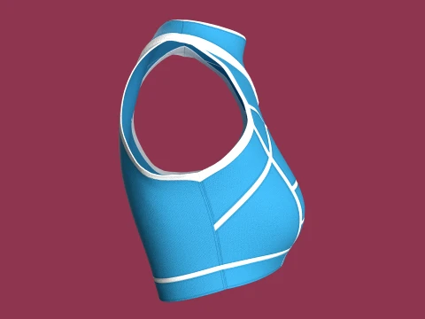 Girls White Piped Crop Top 3D Model