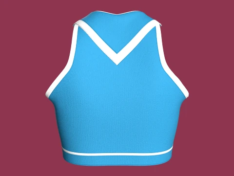 Girls White Piped Crop Top 3D Model