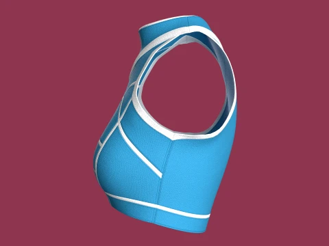 Girls White Piped Crop Top 3D Model