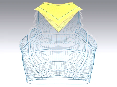 Girls White Piped Crop Top 3D Model