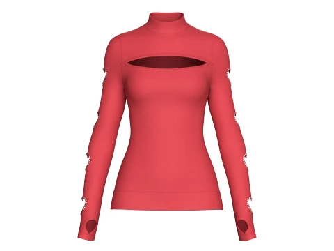 Girls Chest Cutout With Heart Cutout Sleeve 3D Model