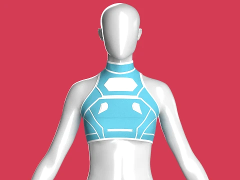 Girls High-Neck Sleeveless Crop Top 3D Model
