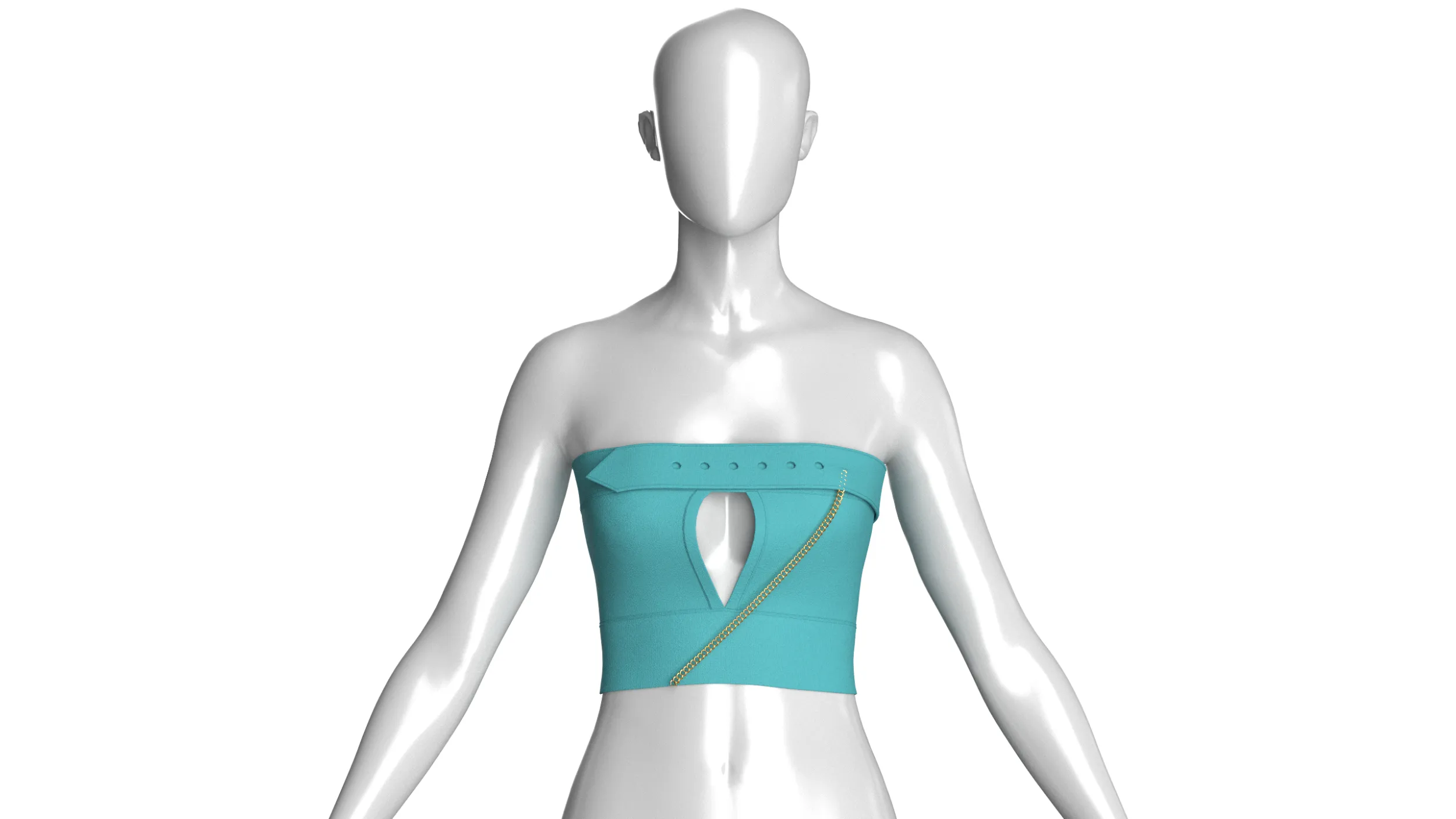 Girls Keyhole Crop Top Belted Upper 3D Model .c4d .max .obj .3ds .fbx .stl .blend