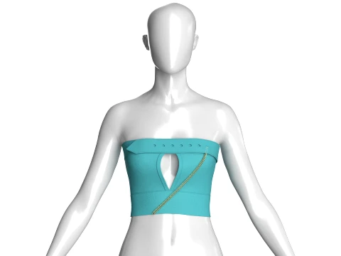 Girls Keyhole Crop Top Belted Upper 3D Model