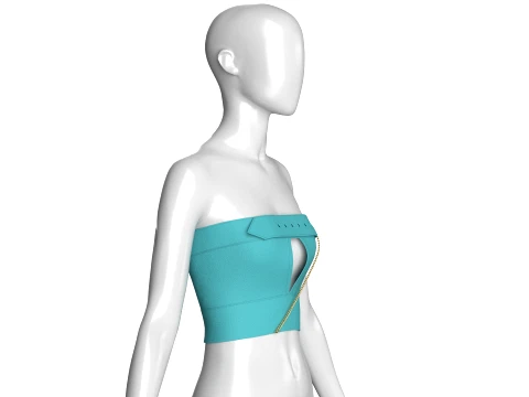 Girls Keyhole Crop Top Belted Upper 3D Model