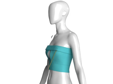 Girls Keyhole Crop Top Belted Upper 3D Model