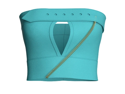 Girls Keyhole Crop Top Belted Upper 3D Model