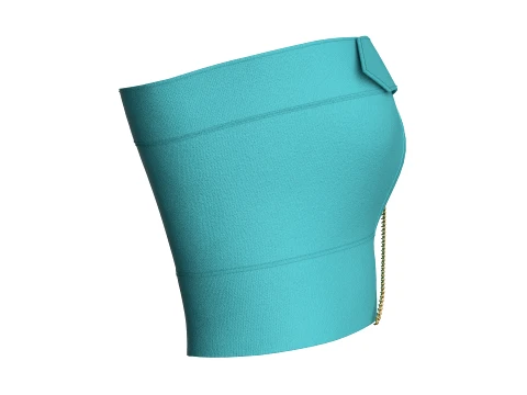 Girls Keyhole Crop Top Belted Upper 3D Model