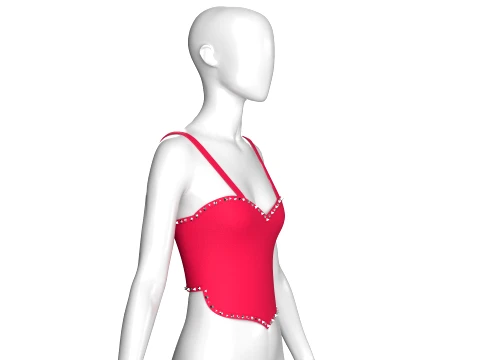 Girls Metallic V-Hem Top 3D Model
