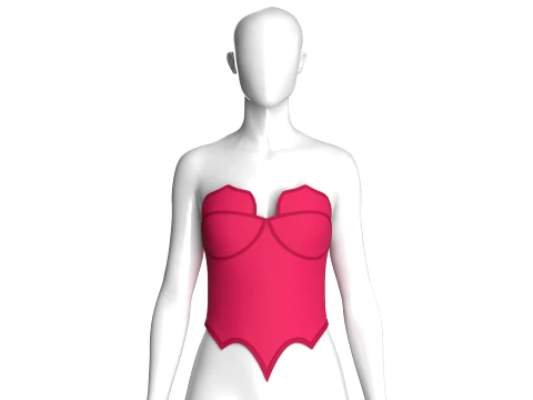 Girls Bat-Wing Pointed Hem Top 3D Model