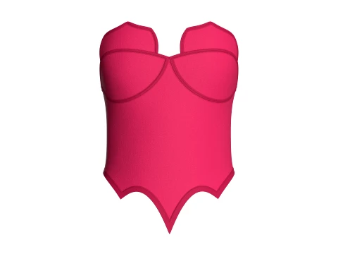 Girls Bat-Wing Pointed Hem Top 3D Model
