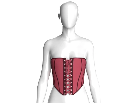 Girls Front Lace-Up Crop Top 3D Model