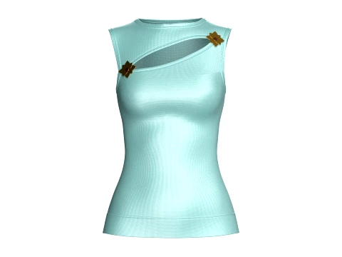 Girls Silk Diagonal Cutout Flower Top 3D Model