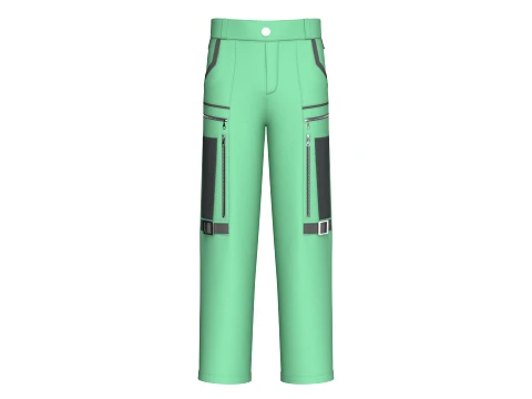 Girls Cargo Pants With Side Mesh Panel 3D Model