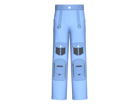 Men Double Zip Utility Pocket Cargo Pant 3D Model