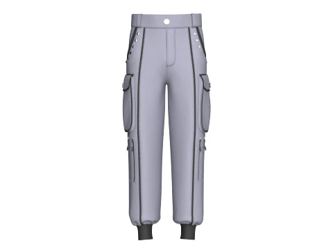 Men Cargo Joggers With Contrast Piping 3D Model