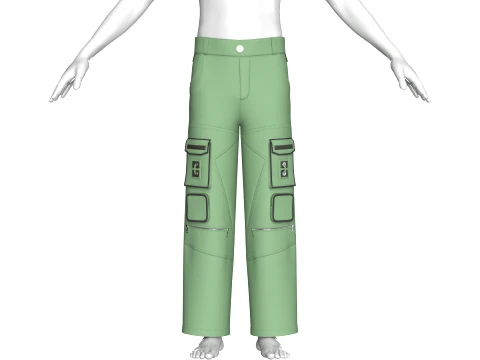 Men Cargo Pant With Dual Flap Pockets 3D Model