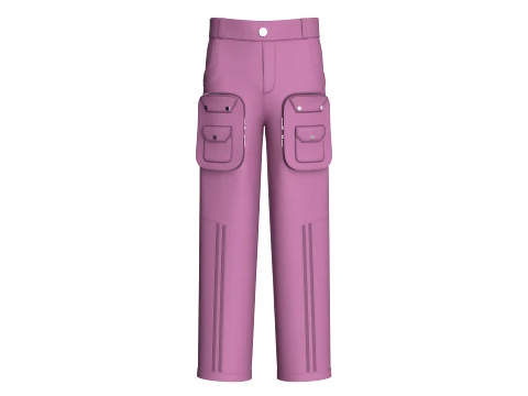 Men Cargo Pocket Pant With Striped 3D Model