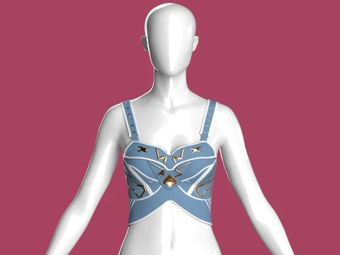 Girls Crop Top With Gold Metallic 3D Model