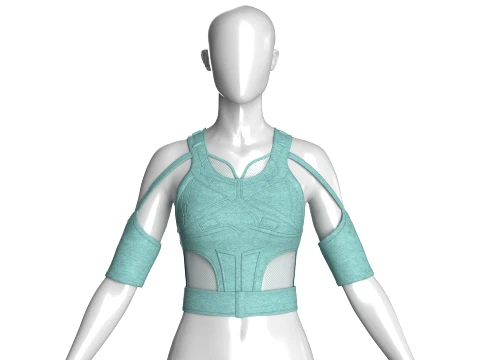 Girls Crop Top With Mesh Inserts 3D Model