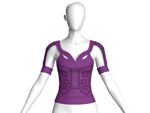 Girls Cutout Short Sleeve Top 3D Model