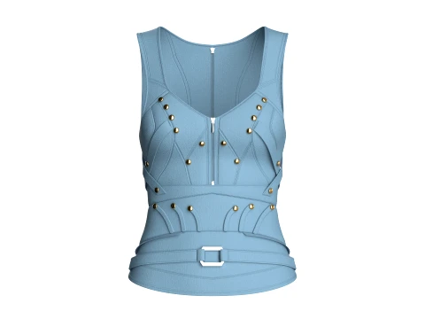 Girls Vest Top With Belted Hem 3D Model