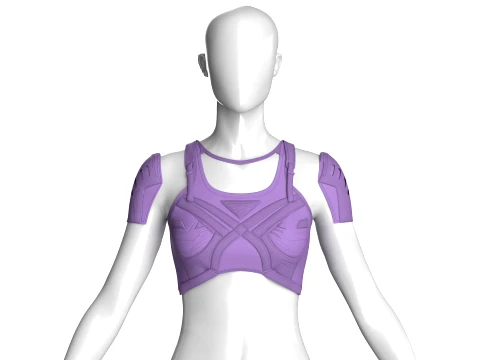 Girls Crop Top With Criss-Cross Piping 3D Model
