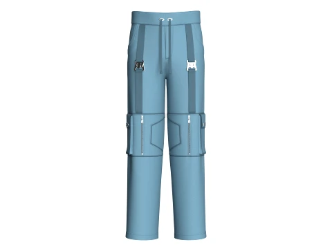 Men Front Zip Pocket Cargo Pant With Side Pockets 3D Model
